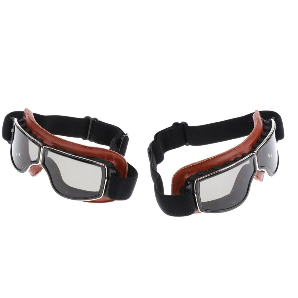2X Motorcycle Goggles Vintage Pilot Style Cruiser Scooter Racer Eyewea 6901423174955