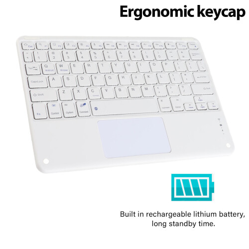 Wireless White Bluetooth Keyboard with Touchpad 78-Key Slim Compact for Laptops 1