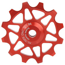 12T Aluminum Alloy Rear Derailleur Pulley for 8/9/10/11 Speed Bikes Red