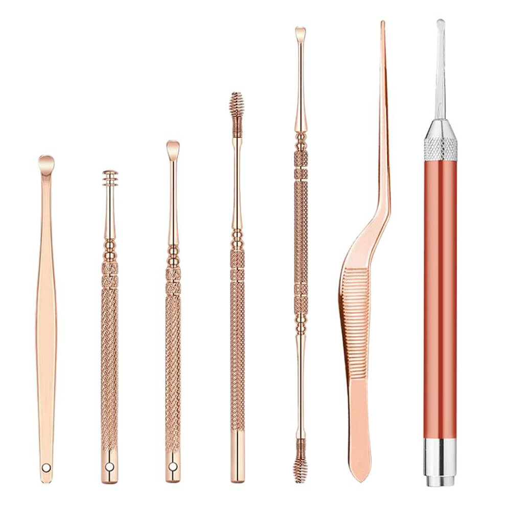 7pcs Stainless Steel LED Ear Pick Curette Earpick Remover Cleaner Tool