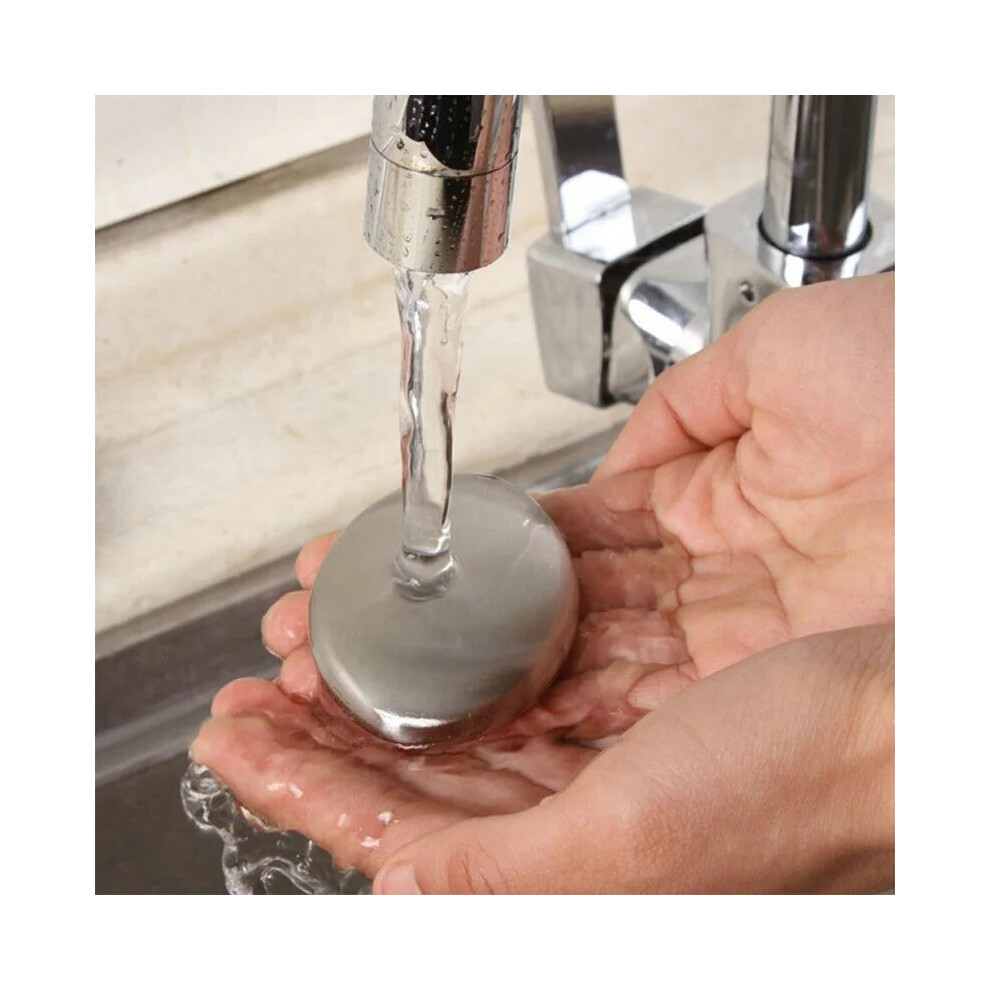 Silver Stainless Steel Deodorizing Soap For Kitchen - Removes Garlic And Fish Odors Hand Wash Bar Tool For Cooking & Baking