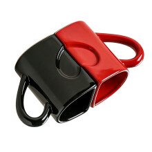 Lot de 2 tasses en céramique avec poignée-noir rouge