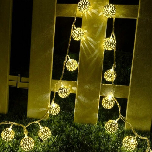 Timer Function Auto ON OFF Decorative Lighting Solar Powered Waterproof LED Globe String Lights for Battery Powered String Lights Metal Globe Lights 2