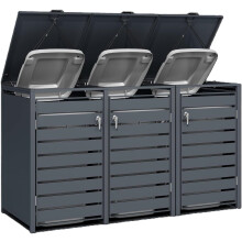 DWD Triple Wheelie Bin Hideaway, Matt Grey Steel
