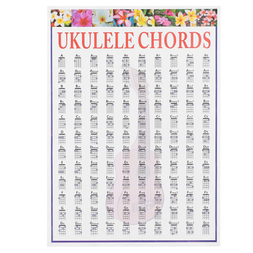 Ukulele Chord Chart Poster for Beginners, Art Paper Instructional Guide 1