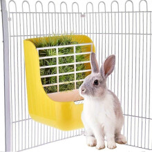 (As show, One size) QQDD 2 in 1 Food Hay Feeder compatible with Guinea Pig, Rabbit Feeder, Indoor Hay Feeder com
