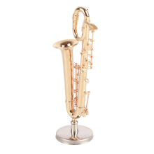 Mini saxophone en laiton modèle pour maison de poupée et décoration intérieure, taille 10 cm, pièce de collection