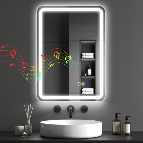 Homcom HOMCOM 500 x 700 mm Illuminated Bathroom Mirror with Bluetooth Silver 1