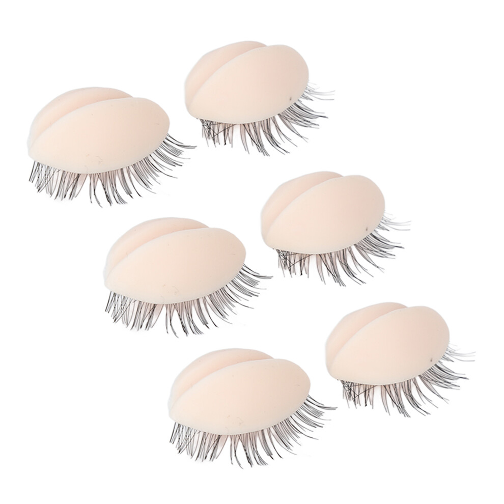 Eyelash Extension Practice Set: 3 Pairs Pink Mannequin Head Eyelids with Lashes