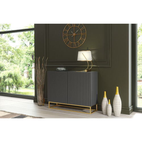 Sideboard 100cm Ripple - Dark Grey with Fluted Doors 1