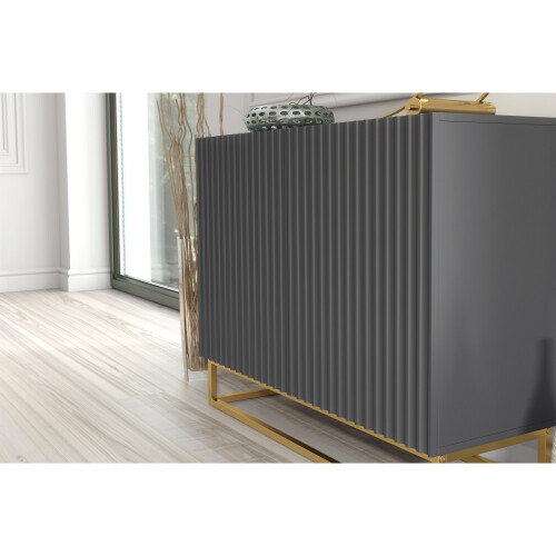Sideboard 100cm Ripple - Dark Grey with Fluted Doors 2