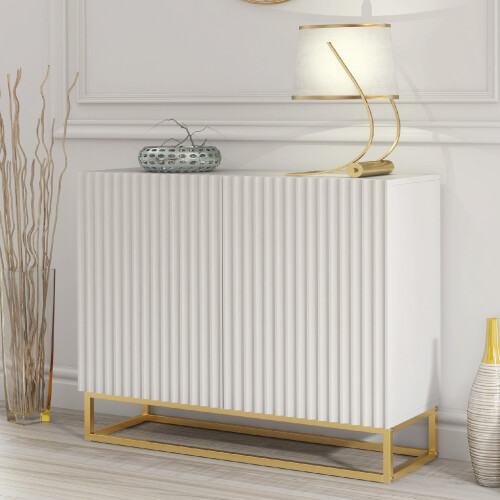 Sideboard 100cm Ripple - White with Fluted Doors