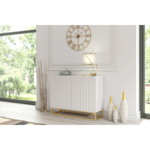 Sideboard 100cm Ripple - White with Fluted Doors 1