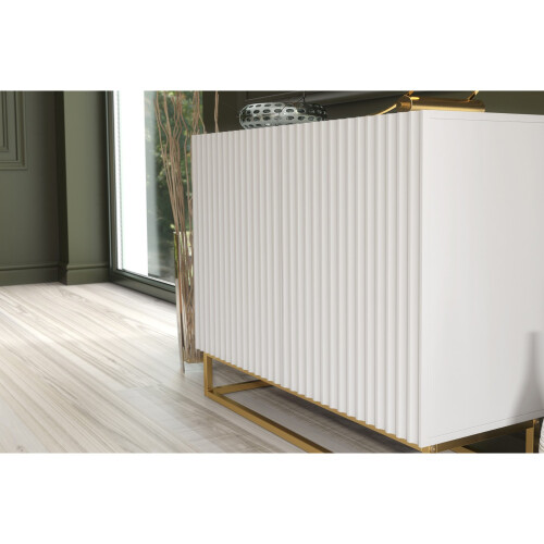 Sideboard 100cm Ripple - White with Fluted Doors 2