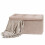Beige Large Foldable Storage Bench Ottoman Padded Seat 1
