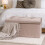 Beige Large Foldable Storage Bench Ottoman Padded Seat 2