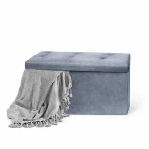 Dark Grey Large Foldable Storage Bench OttomanPadded Seat