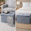 Dark Grey Large Foldable Storage Bench OttomanPadded Seat 3