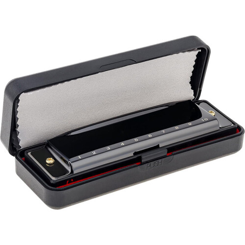 (10 holes, Black) 10 hole blues harmonica in C key 1