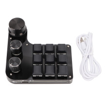 Compact Gaming Keyboard, 9-Key Macro Pad With 3 Multi-Function Knobs, RGB Backlighting, Plug And Play Design, Suitable For Gaming, Office, And Media