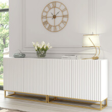 Sideboard 200cm Ripple Duo - White with Fluted Doors