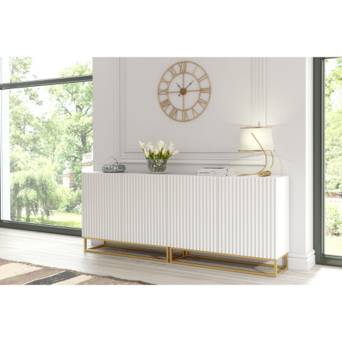 Sideboard 200cm Ripple Duo - White with Fluted Doors 1