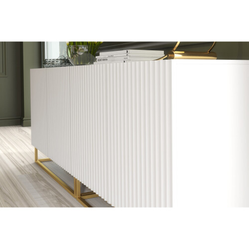 Sideboard 200cm Ripple Duo - White with Fluted Doors 2
