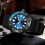 Luminescent Automatic Watch Men Blue Silver Waterproof Rotating Bezel with Date 3