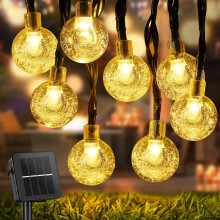 Guirlandes lumineuses solaires pour jardin extérieur, guirlandes lumineuses LED féériques avec technologie de cellules solaires avancée, boules