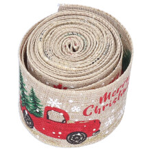 Bånd med trådkant Julebånd med vintage lastebil Julepynt Gaveinnpakning DIY-kranser Håndverksprosjekter Jutebånd Festlig atmosfære