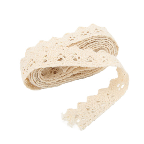 Spitzenband, Baumwollfaden, 20 Yards, Beige,