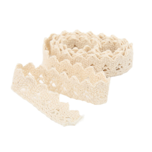 Spitzenband, Baumwollfaden, 20 Yards, Beige, 2
