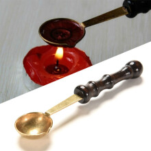 Retro Wood Handle Brass Spoon for DIY Wax Melting Seal Stamp Envelope Letter Craft 9.3cm