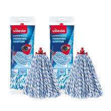Vileda Supermocio Micro and Cotton Mop Refill, White, 18 x 10 x 37 cm, Pack of 2