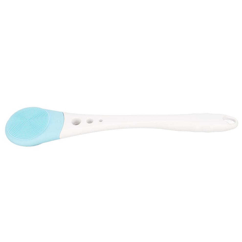Blue Silicone Bath Body Brush Exfoliator Long Handle Shower Scrubber
