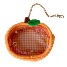Clear Figure Display Bag with Keychain,Portable Doll-Orange