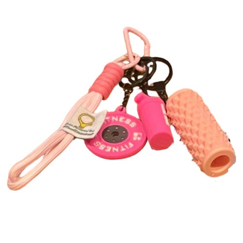 Porte-clés à breloques en corde tressée, pendentif-Rose