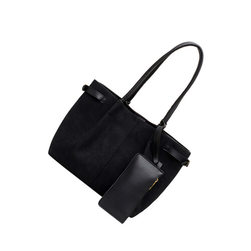 Contemporary Large Shoulder Bag Lightweight Underarm-Black
