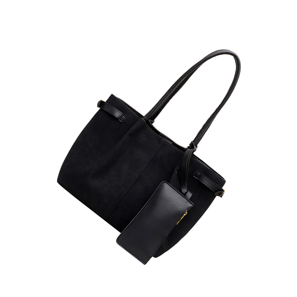 Contemporary Large Shoulder Bag Lightweight Underarm- Black