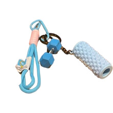 Breloque pendentif de sac en corde tressée, porte-clés,-Bleu