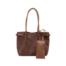 Retro Inspired Shoulder Bag With Multiple-Coffee color