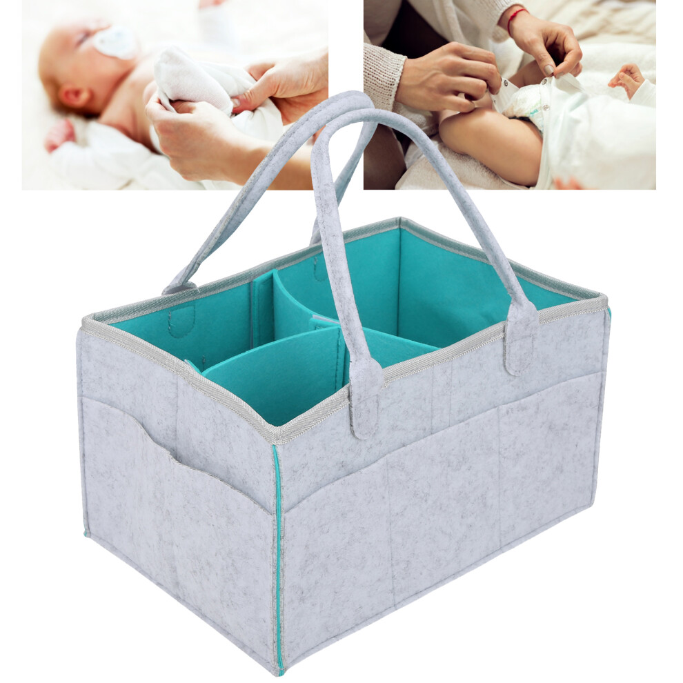 Baby Diaper Organizer Felt Multi-Compartment Mommy Bag, / Light/Gray/Green