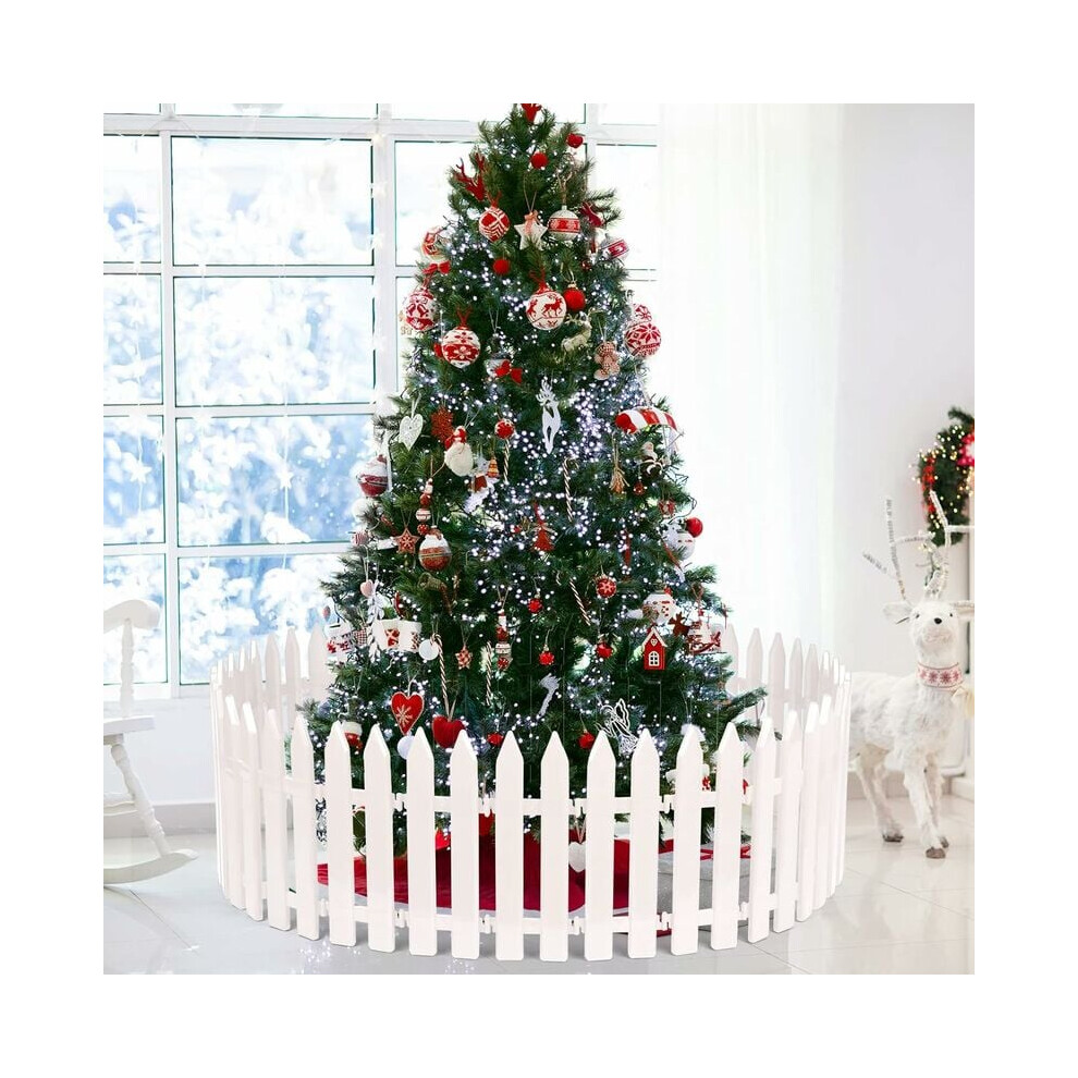 Thick Christmas Tree Fences For Garden Decorations, White Picket Fence Panels For Courtyard, Restaurant Enhancements, Plastic Fence Panels 28Pcs 9358999439372