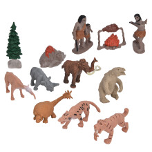 12 Stück Prähistorische Lebensszenen Figuren Spielzeug PVC Tier-Spielset für Kinder ab 3 Jahren