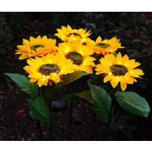 Solar Sunflower Decor, Realistic Outdoor Lighting with Enhanced Silk Fabric, Waterproof IP65, 600Mh Rechargeable Battery, Easy Installation for