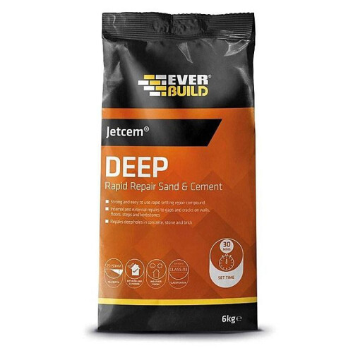 EVERBUILD RAPID SETTING SAND & CEMENT REPAIR, GREY, 2KG, PREMIXED & SETS IN 30 MINS (ORANGE BAG)