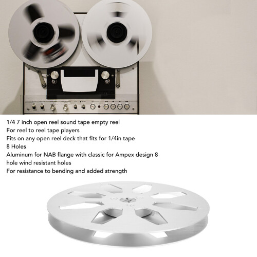1/4in 7in Empty Tape Reel, 8-Hole, Aluminum Silver 1