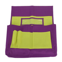 Chair Pocket Organizer For Classroom Supplies, Storage Pockets With Name Tag Pocket Durable Material Reinforced Stitching Easy To Clean Purple Yellow