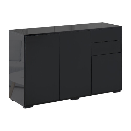 Homcom HOMCOM High Gloss Frame Side Cabinet with 2 Door and 2 Drawer, Black 1