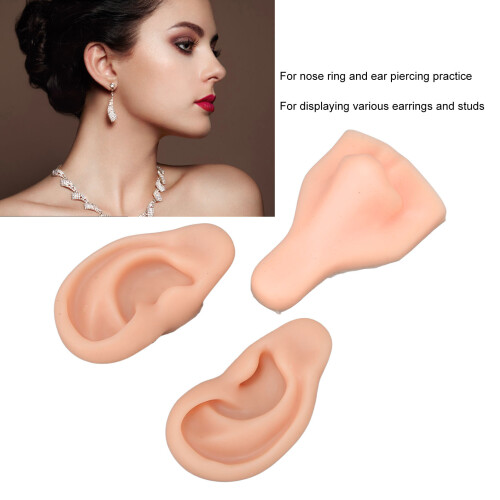 Soft Silicone Piercing Practice Model, Light Skin, Reusable, 7.6x5.5cm 1